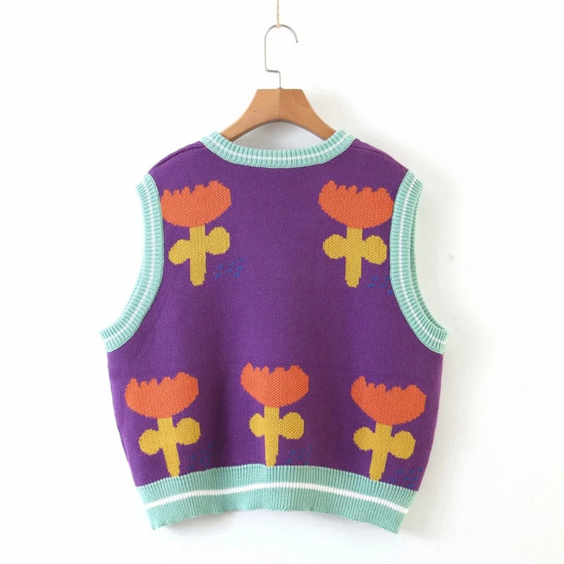 Floral Knit Vest by White Market