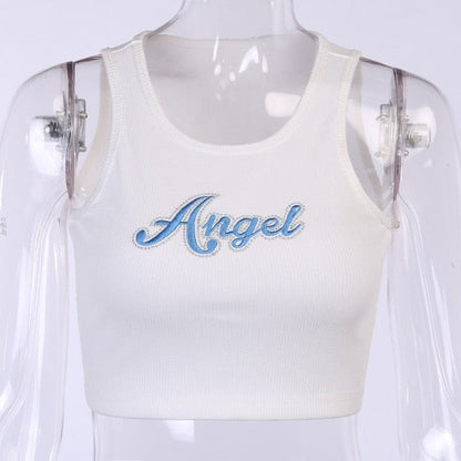 Embroidered Angel Crop Top by White Market