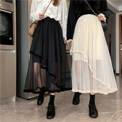 2 Layer High Waist Midi Skirt by White Market