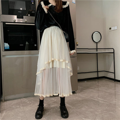 2 Layer High Waist Midi Skirt by White Market