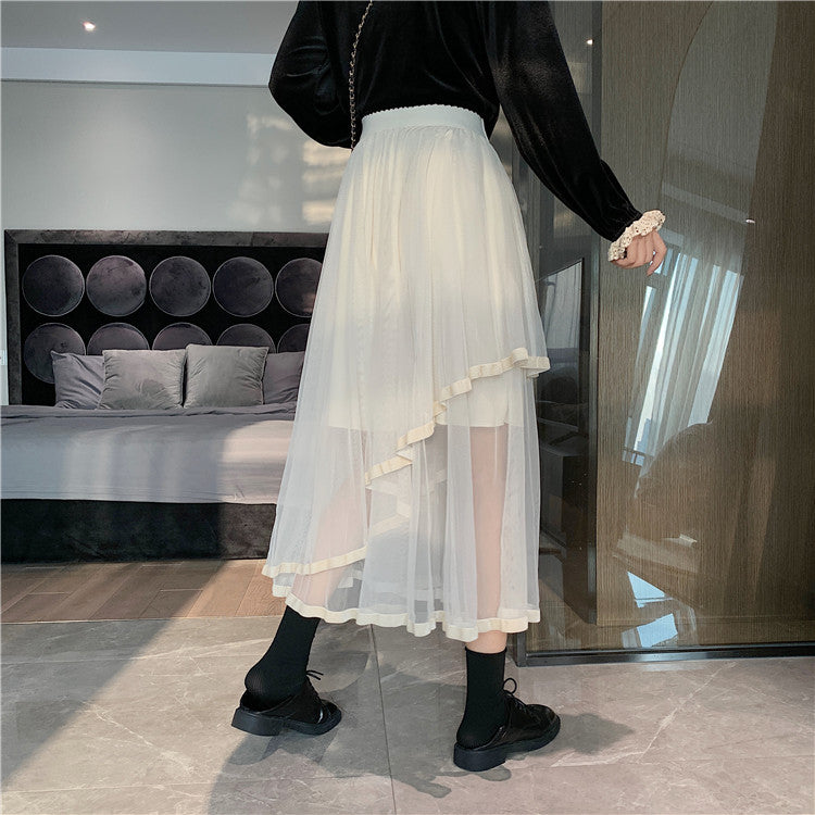 2 Layer High Waist Midi Skirt by White Market