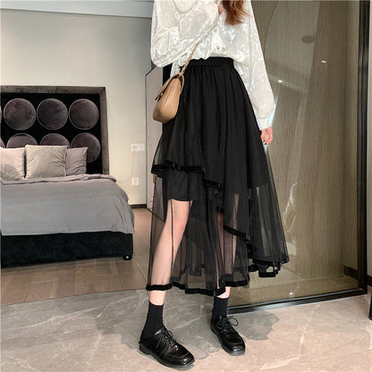 2 Layer High Waist Midi Skirt by White Market