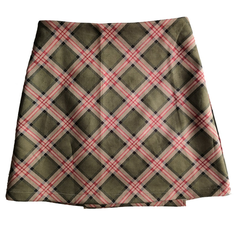 Vintage Plaid A-line Mini Skirt by White Market