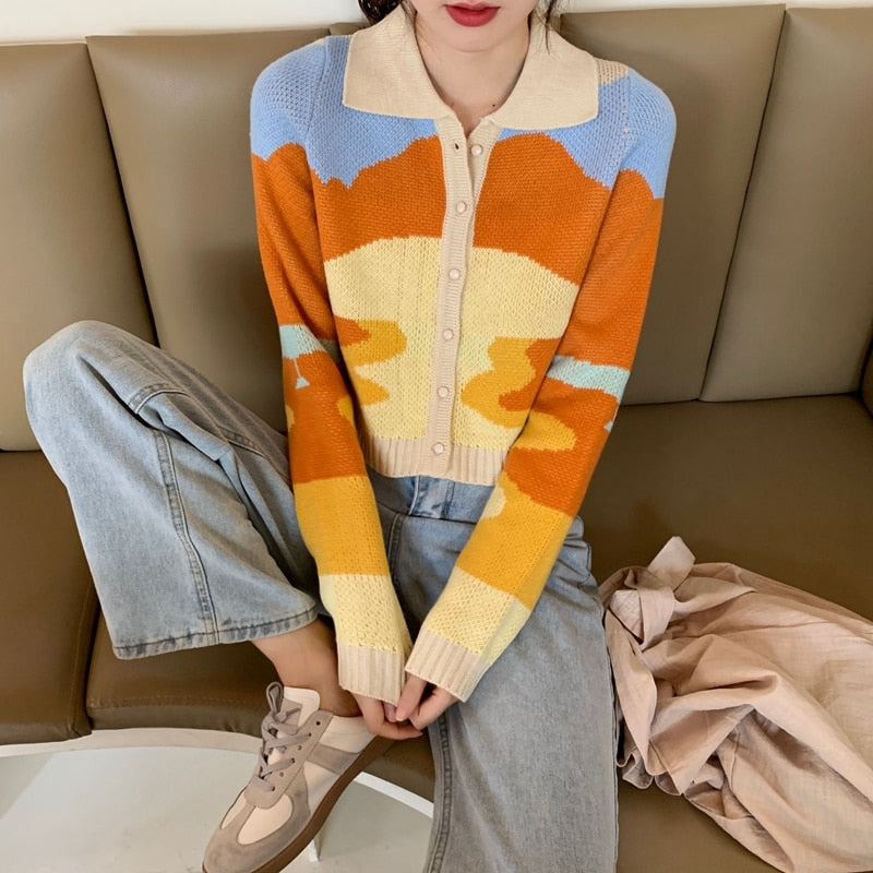 Sunset Knit Cardigan Sweater by White Market