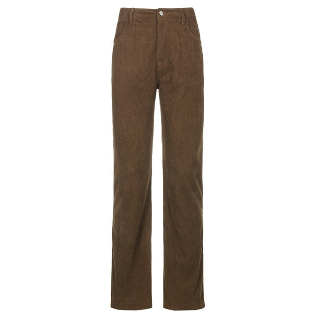 High Waisted Y2K Corduroy Trousers by White Market