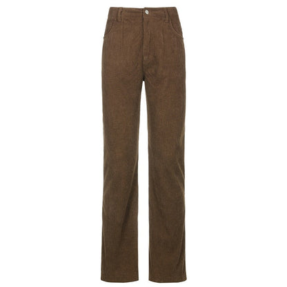 High Waisted Y2K Corduroy Trousers by White Market