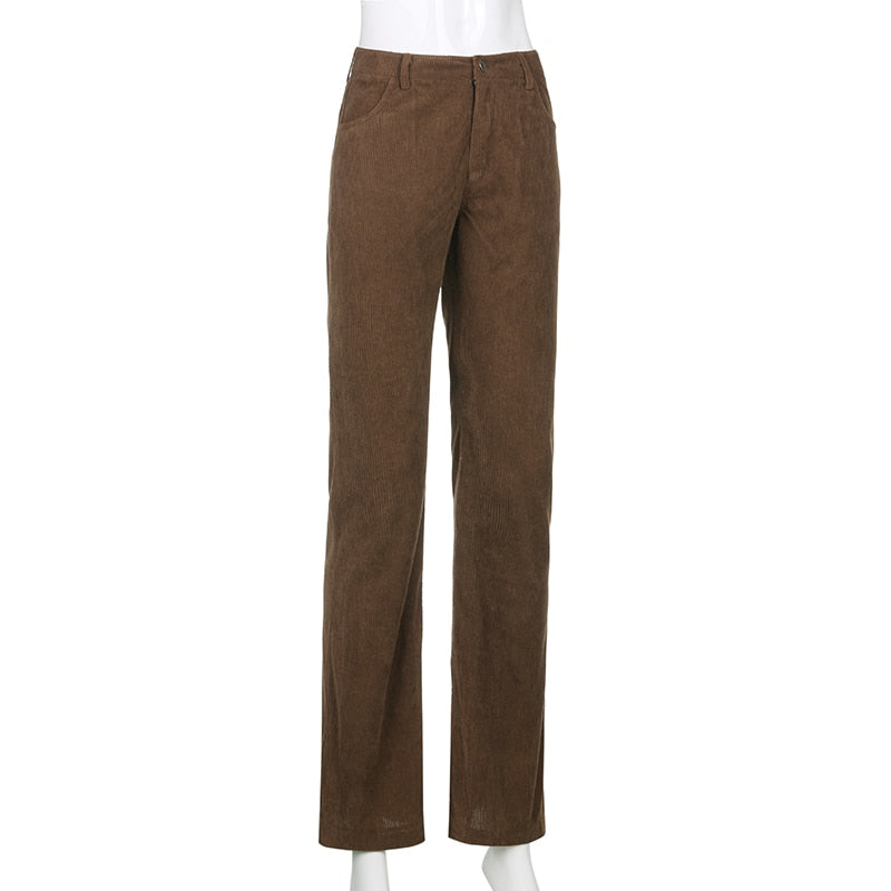 High Waisted Y2K Corduroy Trousers by White Market
