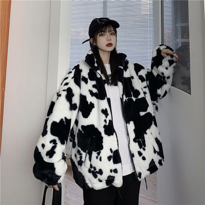 Rorschach Faux Fur Zip Up Hoodie by White Market