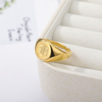 Initial A-Z Old English Signet Ring by White Market