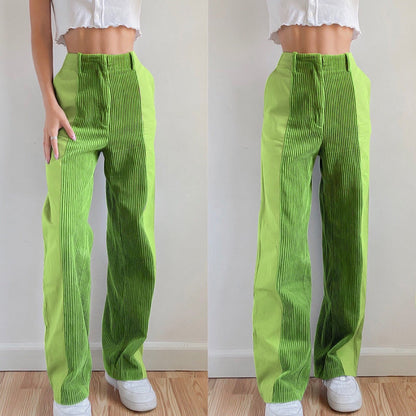 Patched Corduroy High Waisted Pants by White Market