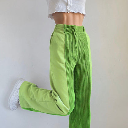 Patched Corduroy High Waisted Pants by White Market