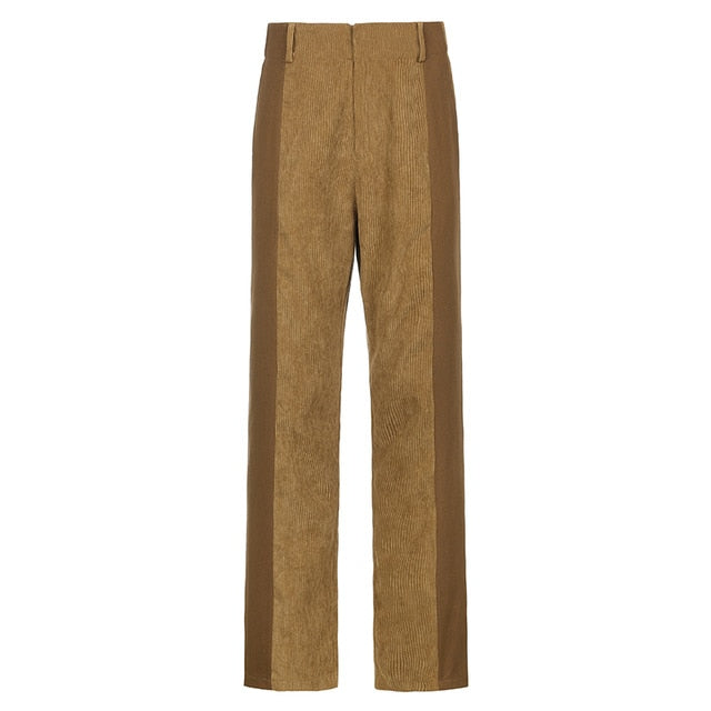 Patched Corduroy High Waisted Pants by White Market