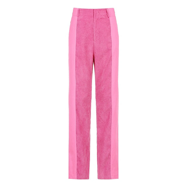 Patched Corduroy High Waisted Pants by White Market