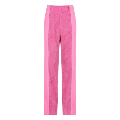 Patched Corduroy High Waisted Pants by White Market