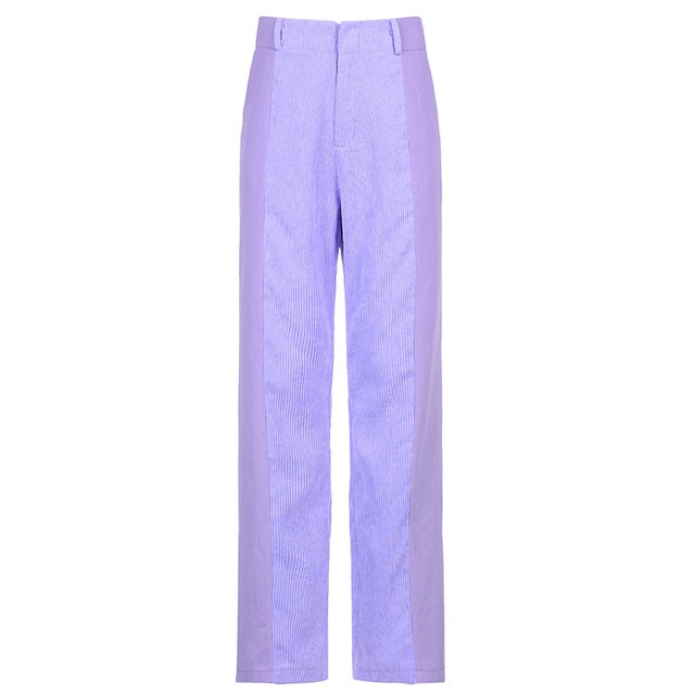 Patched Corduroy High Waisted Pants by White Market