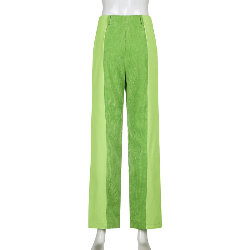 Patched Corduroy High Waisted Pants by White Market