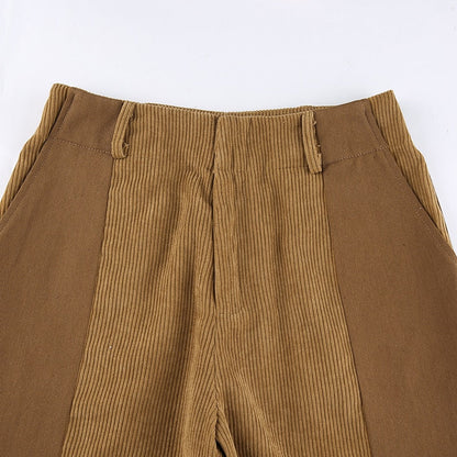 Patched Corduroy High Waisted Pants by White Market