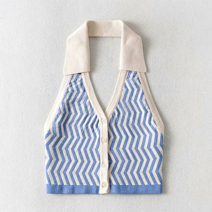 Knitted Striped Vest by White Market