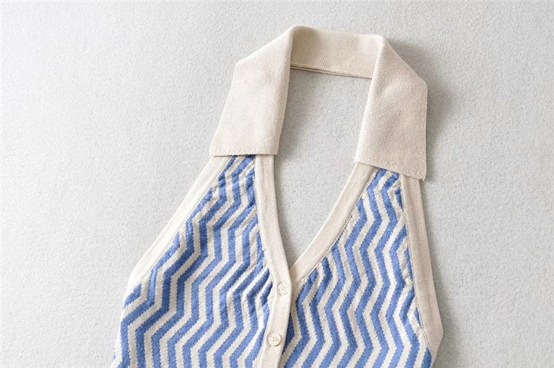 Knitted Striped Vest by White Market