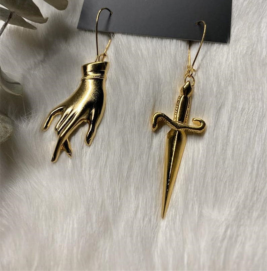 Hand & Dagger Earrings by White Market