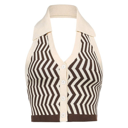 Knitted Striped Vest by White Market