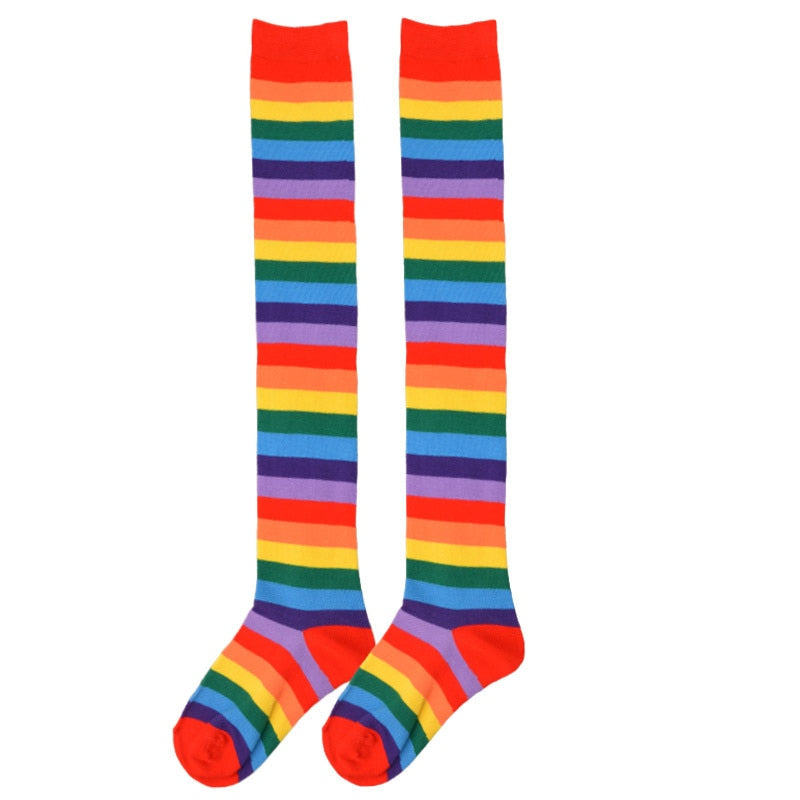 Thigh Long Rainbow Socks by White Market