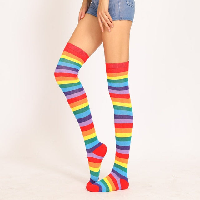 Thigh Long Rainbow Socks by White Market