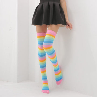 Thigh Long Rainbow Socks by White Market