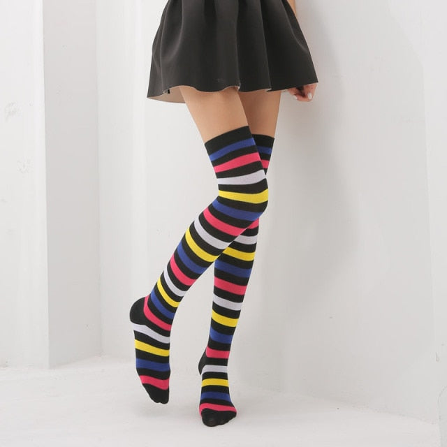 Thigh Long Rainbow Socks by White Market