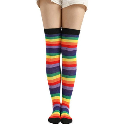 Thigh Long Rainbow Socks by White Market