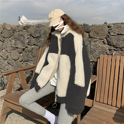 Two Tone Vegan Fur Jacket by White Market