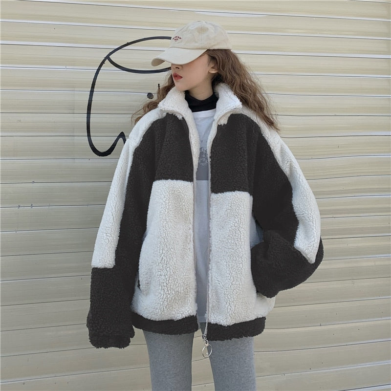 Two Tone Vegan Fur Jacket by White Market