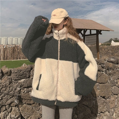 Two Tone Vegan Fur Jacket by White Market