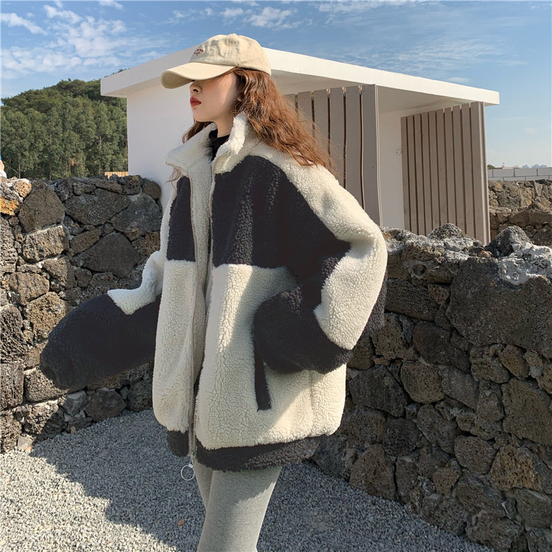 Two Tone Vegan Fur Jacket by White Market