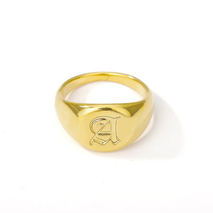 Initial A-Z Old English Signet Ring by White Market