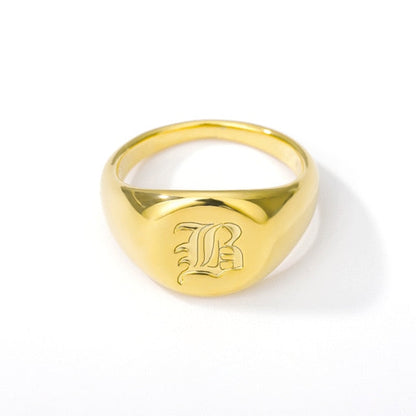 Initial A-Z Old English Signet Ring by White Market