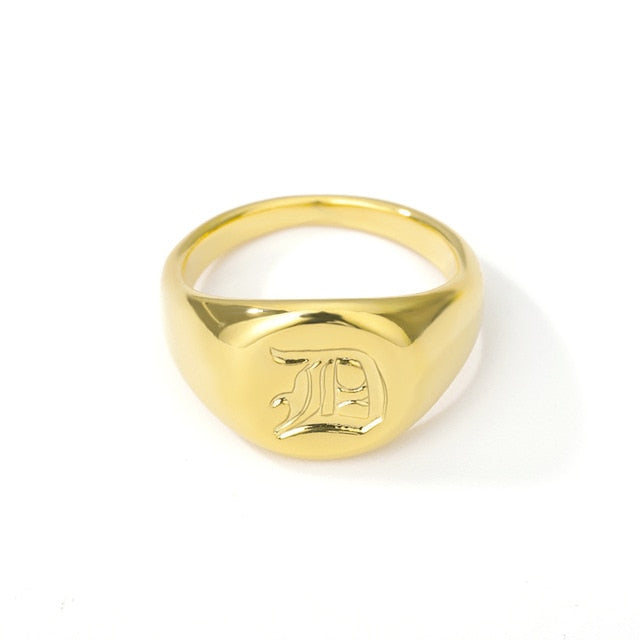 Initial A-Z Old English Signet Ring by White Market