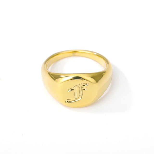 Initial A-Z Old English Signet Ring by White Market