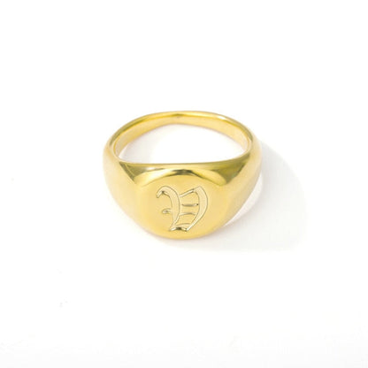 Initial A-Z Old English Signet Ring by White Market