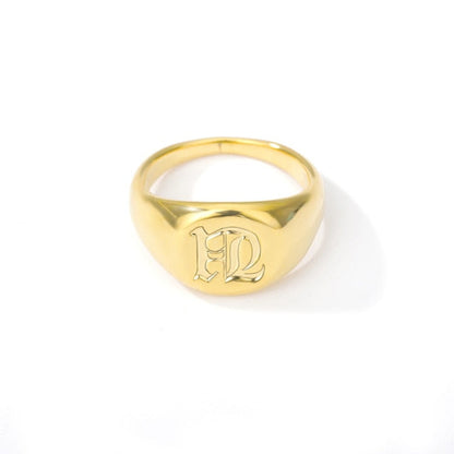 Initial A-Z Old English Signet Ring by White Market