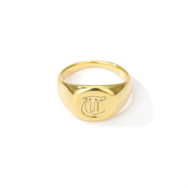 Initial A-Z Old English Signet Ring by White Market