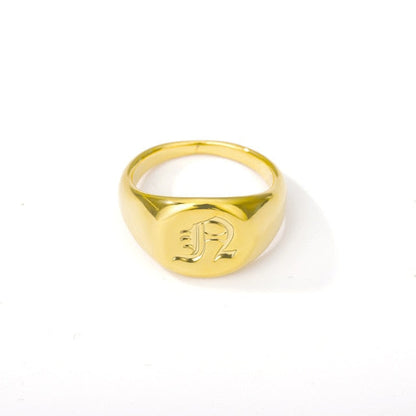 Initial A-Z Old English Signet Ring by White Market