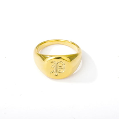 Initial A-Z Old English Signet Ring by White Market