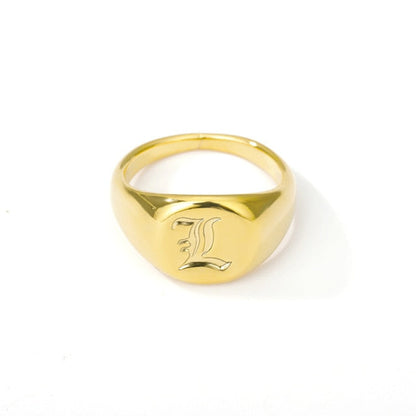 Initial A-Z Old English Signet Ring by White Market