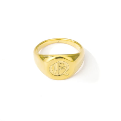 Initial A-Z Old English Signet Ring by White Market