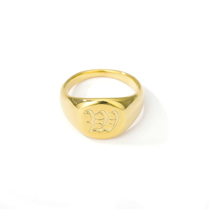 Initial A-Z Old English Signet Ring by White Market