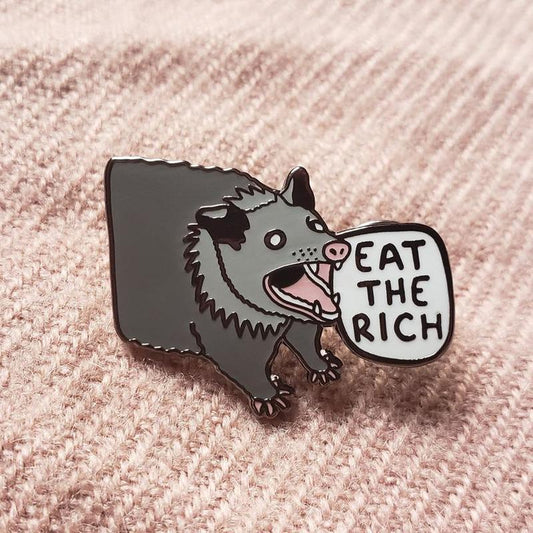 Eat the Rich Possum Pin by White Market