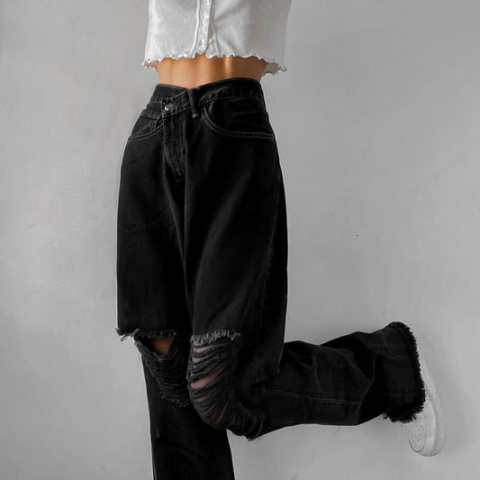 High Waisted Distressed Jeans by White Market