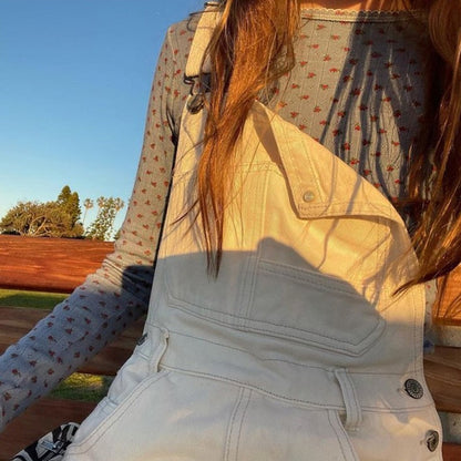 Wide Leg White Overalls Jeans by White Market