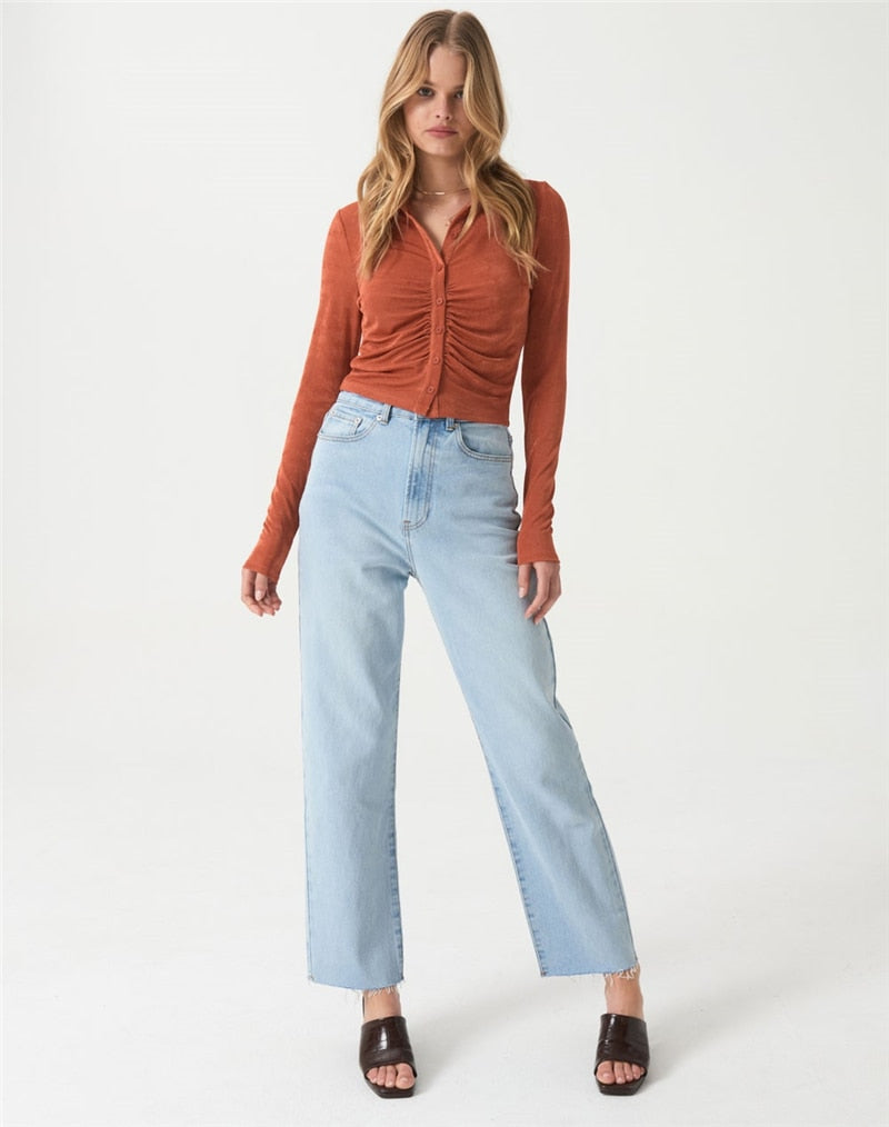 Velour Button Up Top by White Market